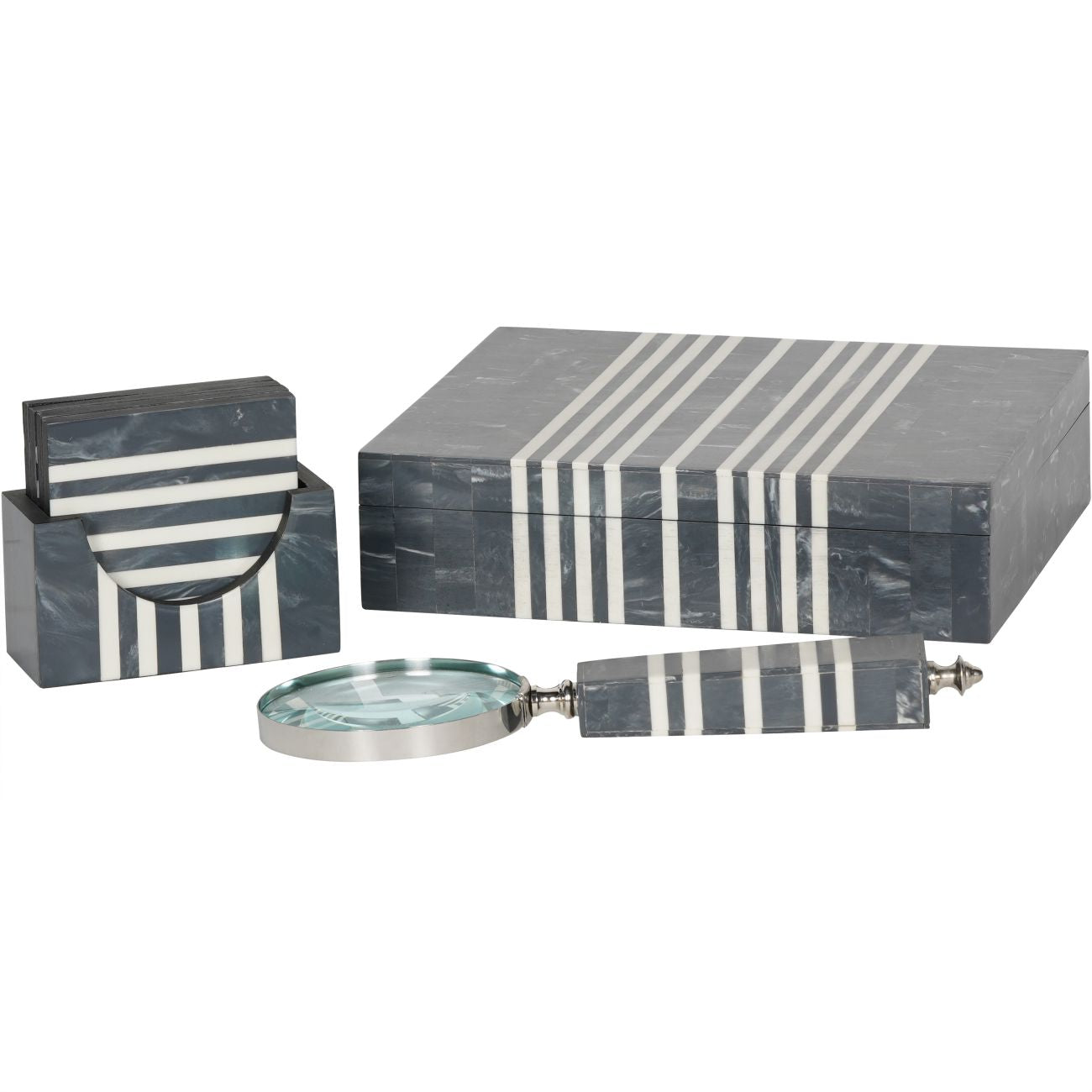 Peebles Grey & White Marble Effect Storage Box